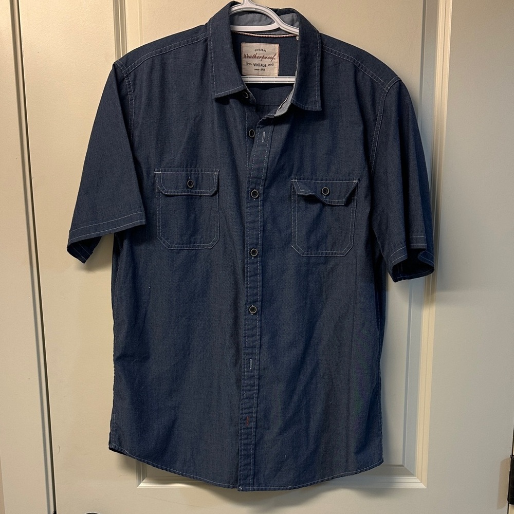 Original Weatherproof denim Blue Casual Button Down Shirt